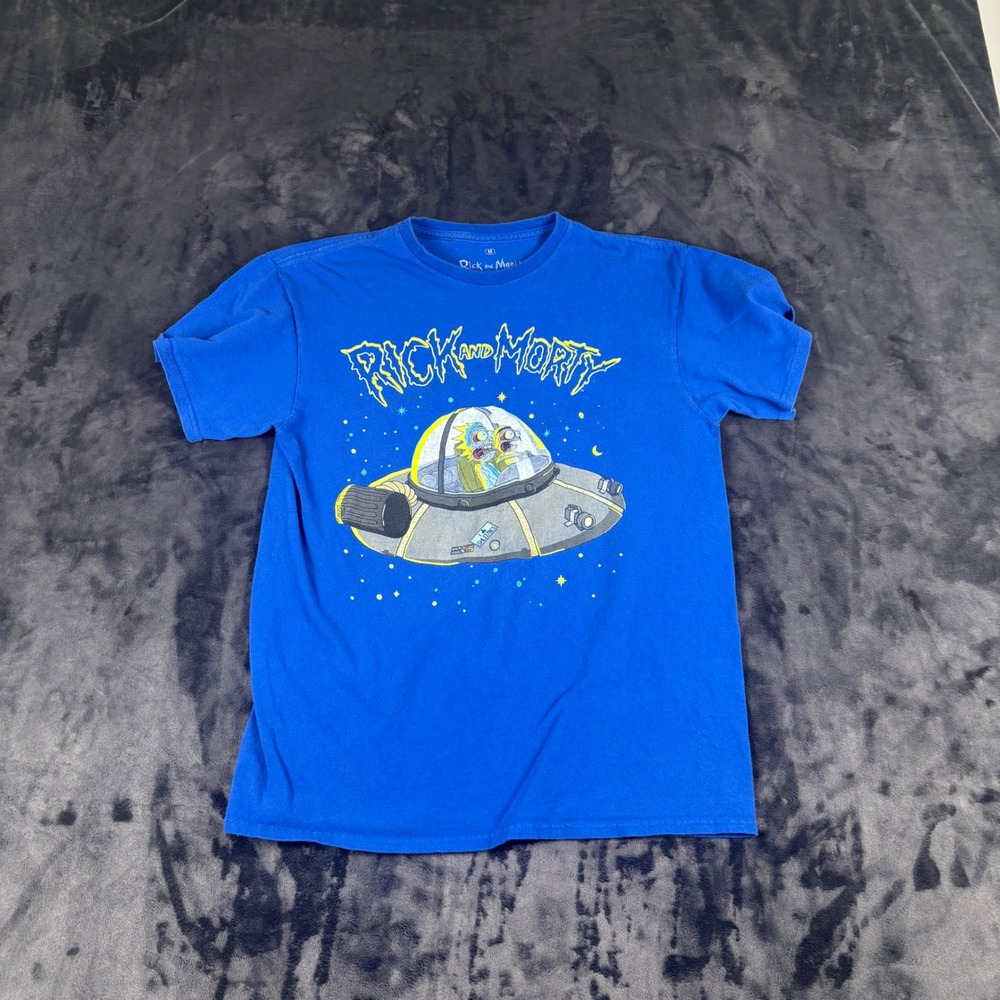 Ripple Junction Rick and Morty T-Shirt Mens M Blue Space Cruiser Graphic Tee